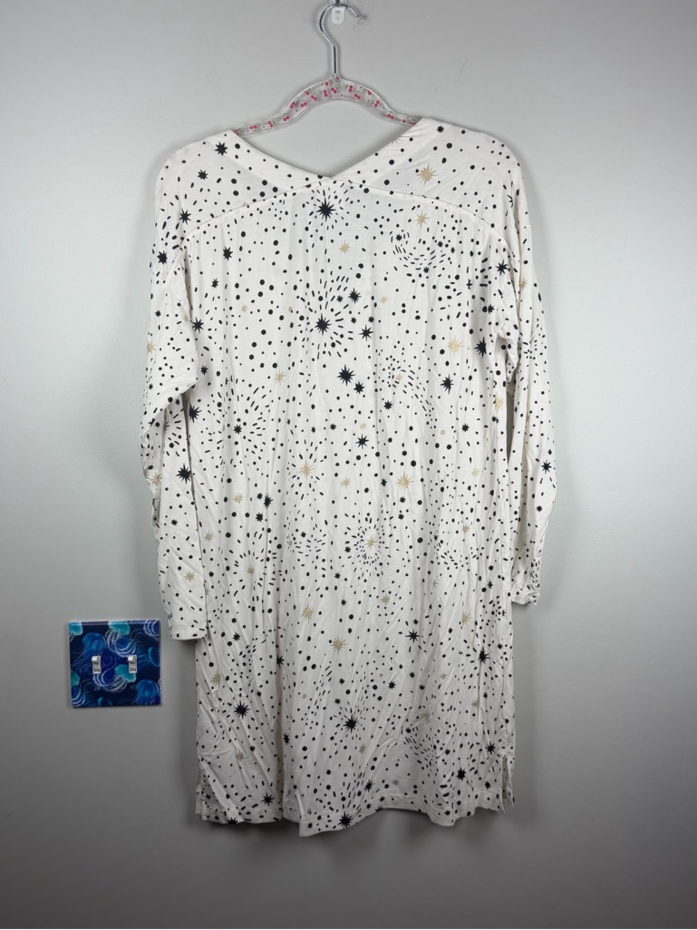 Soma Cool Nights Long Sleeve Nightgown, Stargazer Grand Medium Ivory Pajamas - Picture 5 of 12